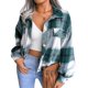 thumbnail image 2 of Women Autumn Plaid Lapel Collar Crop Top Lantern Sleeve Casual Fashion Jacket, 2 of 7