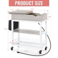 thumbnail image 3 of Side Table with Side Pocket Grid Basket, White, 3 of 5