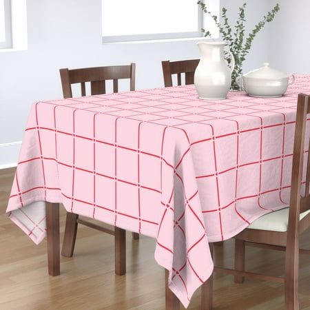 

Cotton Sateen Tablecloth 70 x 144 - Valentines Pink And Red Love Hearts Checkerboard Nursery Love Feminine Girly Romance Print Custom Table Linens by Spoonflower