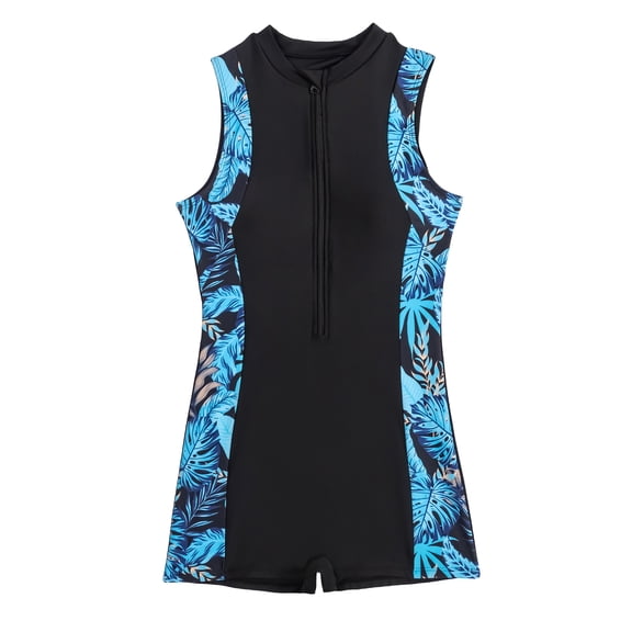 Women Sleeveless Rashguard Front Zippered Swimsuit Women Surfing Bathing Suit Breathable Quick Dry Training Swimwears
