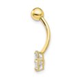 thumbnail image 2 of 10k Yellow Gold 5mm Square Cubic Zirconia Cz Belly Button Rings Screw Navel Bars Body Piercing Naval, 2 of 7