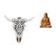 thumbnail image 1 of Escultura de cabeza de toro tribal para colgar en la pared, adorno artístico para oficina, , dormitorio con estatua del Corazón d, 1 of 8