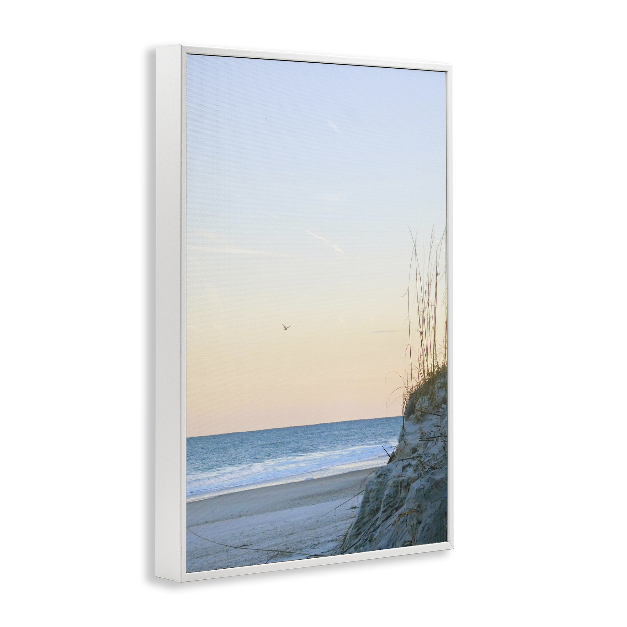Stupell Industries Serene Beach Sunset Landscape Photography White Framed Art Print Wall Art, 20 x 30