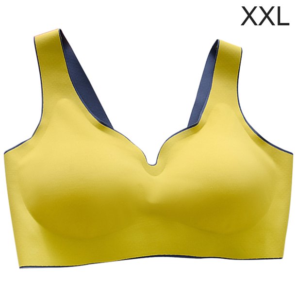 Sujetador sin costuras Sport Yoga Running Hacer subir Vest Underwire Soft Sleep Ropa interior de mujer, Amarillo, XXL Kearding AP001300-16B