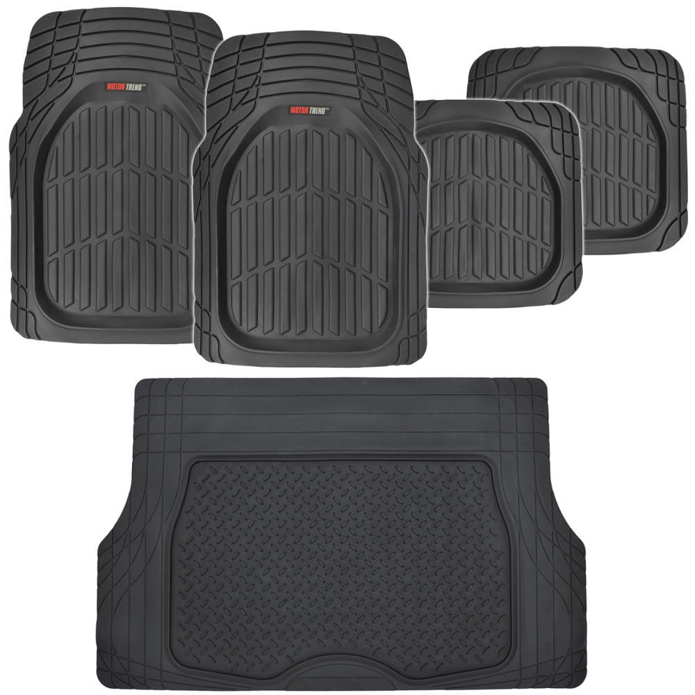 Motor Trend DeepDish Car Floor Mats 4 Pcs with Cargo Trunk Mat, 100 Odorless Clean Rubber