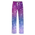 thumbnail image 4 of Women's Fashion Loose Casual Printed Casual Pants with Christmas Print, Comfortable Home and Sleepwear Bottoms, Elastic Waist for Easy Wear, Purple Pink, 3XL, 4 of 6