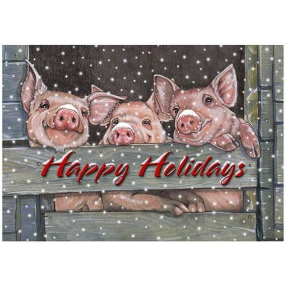 Pipsqueak Productions C601 Piglet Holiday Farm Christmas Boxed Cards - Pack of 10