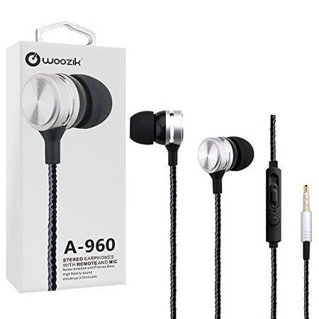 Woozik A960 Wired Headphones, In-Ear Stereo Earbuds, Headset With Microphone and Volume Control 3.5mm (Best Android Earbuds With Mic And Volume Control)