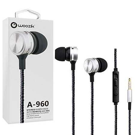 Woozik A960 Wired Headphones, Stereo Earbuds with Built in Mic and Volume Control, Compatible with Smartphones, Tablets, (Best Earbuds With Mic And Volume Control)