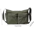 thumbnail image 3 of Multi-Pocket Nylon Crossbody Shoulder Bag, Black/Olive Green, Water Resistant Messenger Bag for Men & Women, 3 of 6