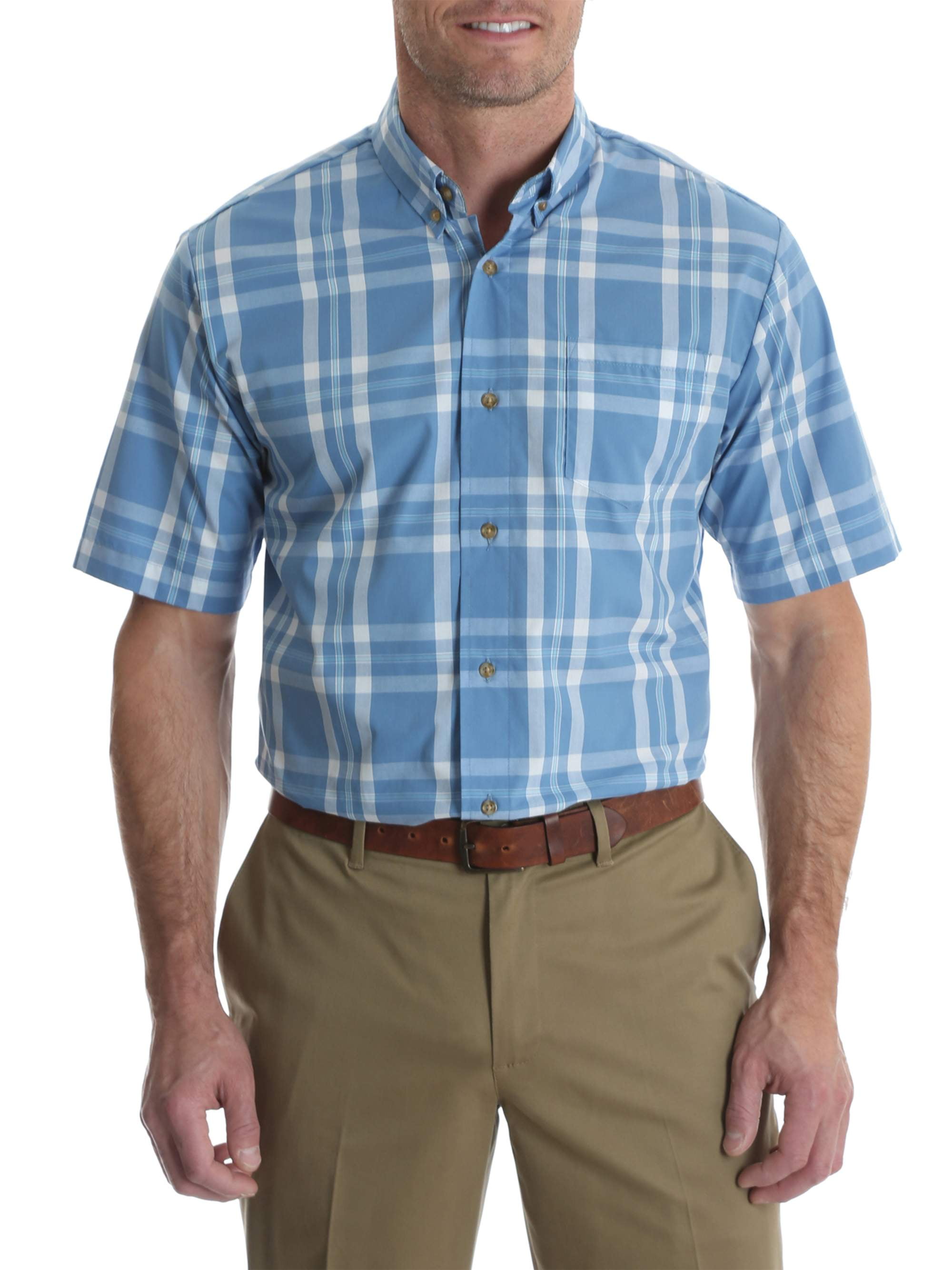 Wrangler Tall men's short sleeve wrinkle resist plaid shirt - Walmart.com