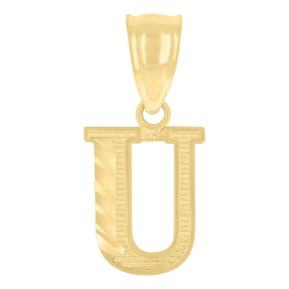 10kt Real Yellow Gold Unisex Initial Letter "U" Charm Pendant