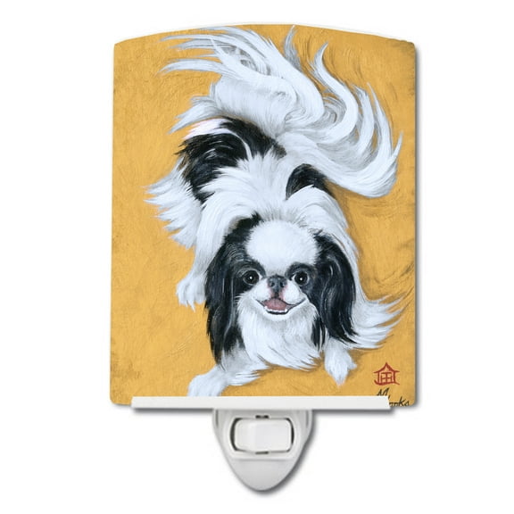 Caroline's Treasures MH1034CNL Japanese Chin Black White Play Ceramic Night Light, 6x4x3", multicolor