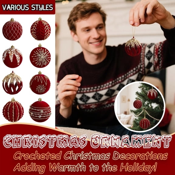 Ornaments for Christmas Tree Velvet Xmas Ornaments Balls Flocked Hanging Ornament for Xmas Tree Garland Party Home Decor D Christmas Ball Ornaments 3.1 Inch