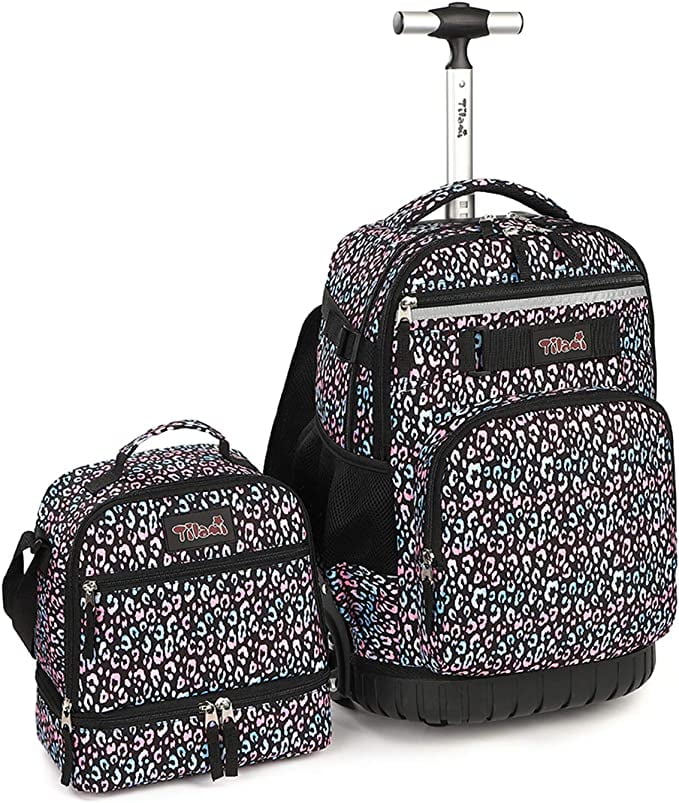 Tilami Rolling Backpack 19 inch with Lunch Bag Wheeled Laptop Backpack