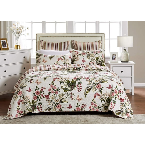 Greenland Home Juego De Edredón Con Diseño De Mariposas, Tamaño King Multi