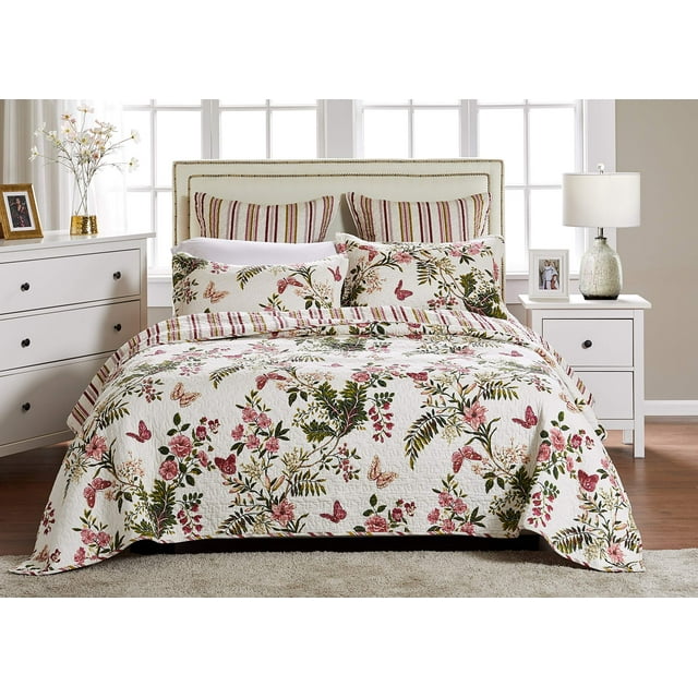 Greenland Home Juego De Edredón Con Diseño De Mariposas, Tamaño King Multi