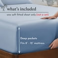 thumbnail image 3 of 100% Cotton Twin Fitted Sheet Only, Sateen, Deep Pocket, All-Around Elastic, Head/Foot Side Indicators, Blue Hydrangea, 3 of 9
