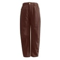 thumbnail image 5 of Women's Corduroy Barrel Pants Mid-Rise Elastic Waist Cord Pants Casual Wide Legs Baggy Pant with Pockets Brown M, 5 of 6