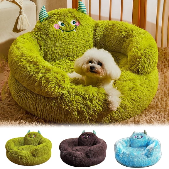 mdesiwst Plush Cat Calming Bed Cute Shape Dog Donut Bed with Raised Head And Neck Support Pads Cozy Pet Round Cuddler Bed for Cats Puppies