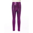 thumbnail image 3 of TTAO Girls Shiny Metallic Mermaid Leggings Fish Scale Tights Yoga Trousers Party Disco Club Dancewear Hot Pink 7-8, 3 of 7