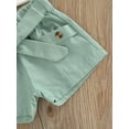 thumbnail image 7 of hirigin Baby Girls 2PCS Pants Suit, Sleeveless Ribbed Plain Lapel Tanks, Plain Short Pants with Waist Belt, Toddler Girls Summer Outfits, 7 of 7