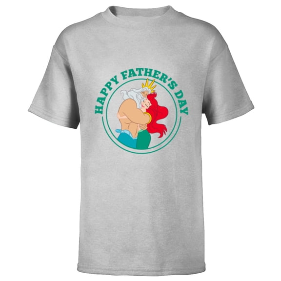 Disney The Little Mermaid Ariel and King Triton Father's Day - Short Sleeve T-Shirt for Kids - Customized-Athletic Heather