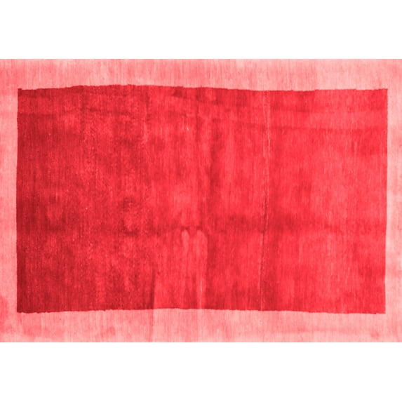 Ahgly Company Indoor Rectangle Abstract Red Contemporary Area Rugs, 5' x 8'