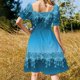thumbnail image 5 of Vestido de manga corta con estampado de rombos y bochas para mujer, vestido de fiesta de verano, 5 of 7