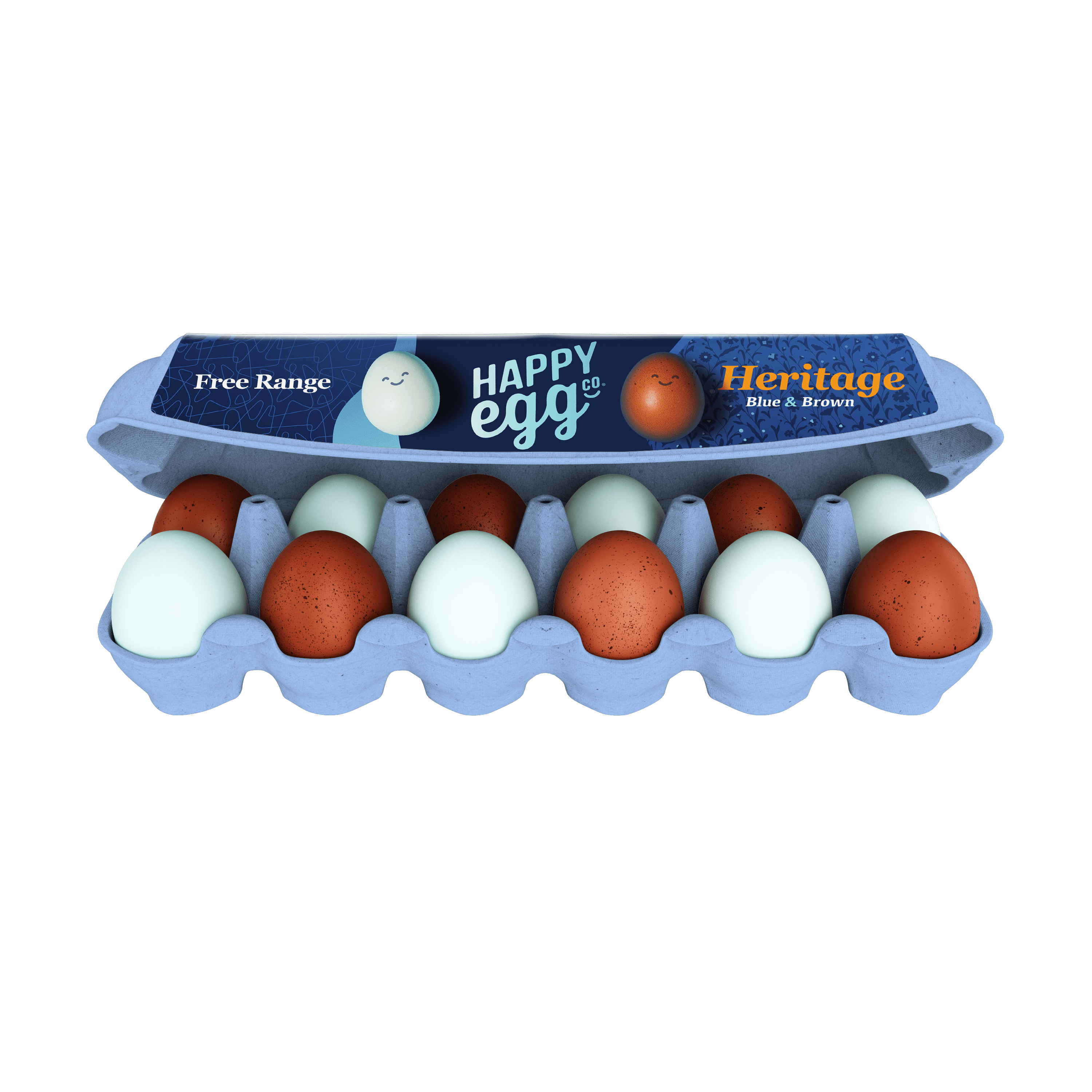 Happy Egg Heritage Breed Large Free Range Blue and Brown Eggs, 12 ct