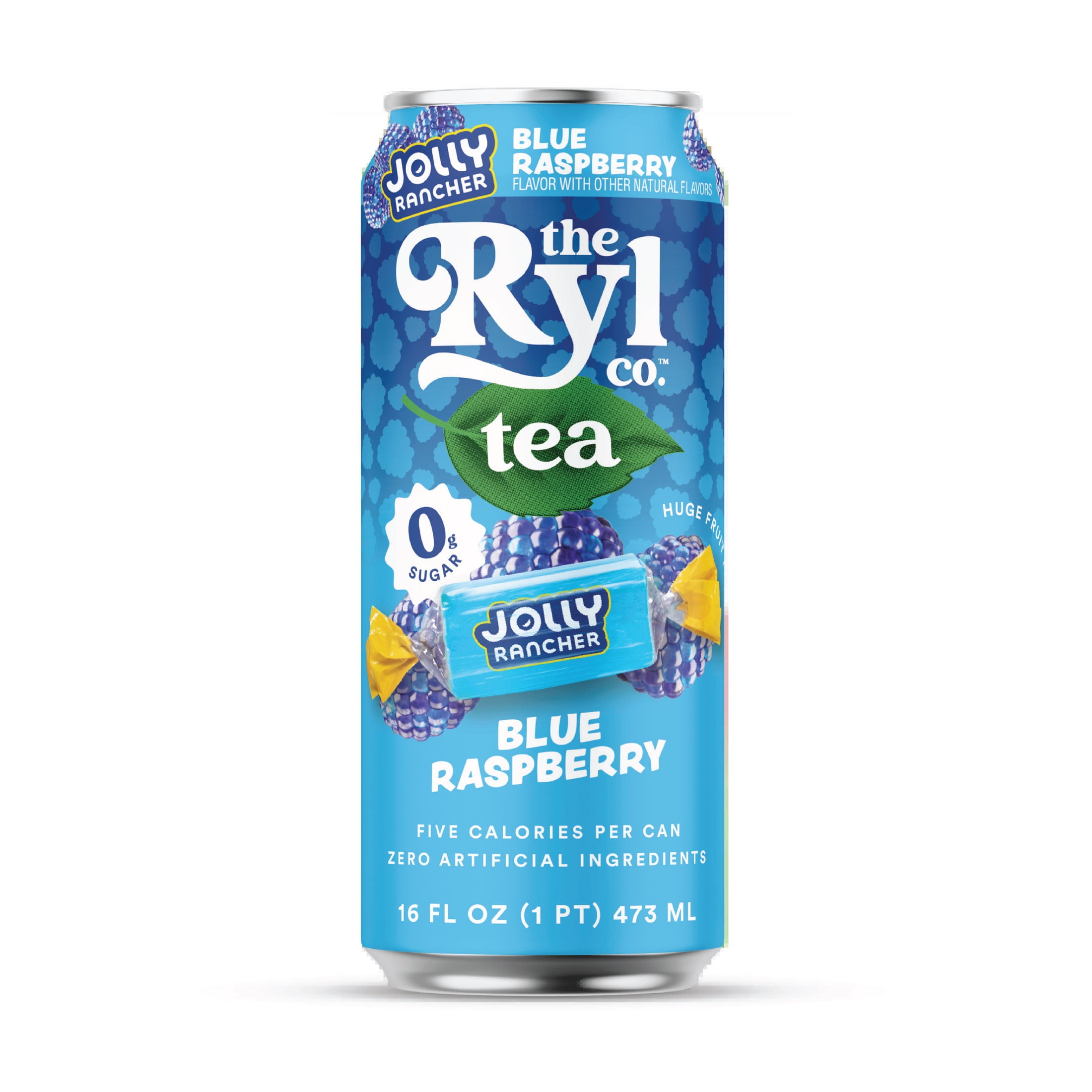 (12 pack) Ryl Iced Tea Jolly Rancher Blue Raspberry, Zero Sugar Antioxidant Tea, 16 fl oz Ready-to-Drink Can