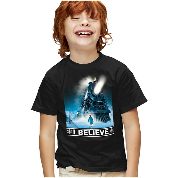 The Polar Express I Believe Kids T Shirt for Youth Boys and Girls, Black, X-Small