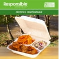 thumbnail image 3 of 9 inch 3-Compartment Hinged Containers | Tree-Less™ Compostable Molded Fiber, 3 of 3