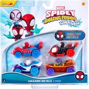 Marvel Spidey and His Amazing Friends Amazing Metals 4-Pack Die-Cast Vehicles, 3-Inch Water-Webs Cars with Built-In Characters