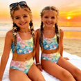 thumbnail image 5 of CCRFTGI Swimsuits for Child Girls Size 7 Two Piece Sets Swimming Bathing Suits Beach Holiday Floral Print Bikinis Cute Summer Girls Fashion Swimsuits Swimwear Multicolor 5-6 Years, 5 of 9