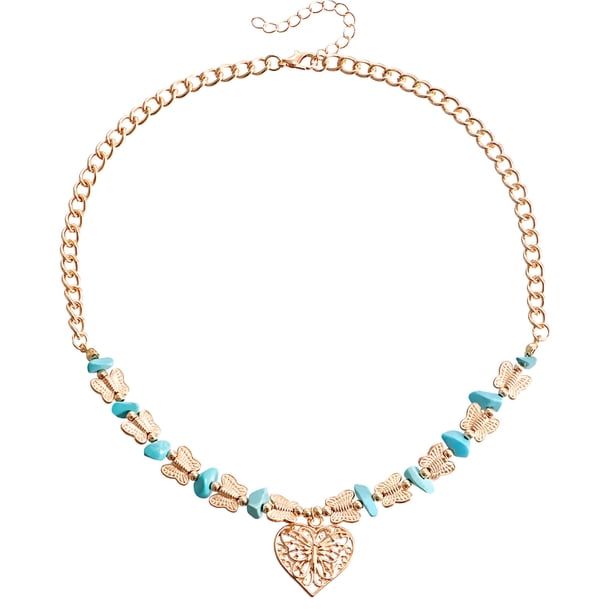 Collar de cuentas de turquesa largo anudado collar de piedra de la capa de joyería hecha a mano