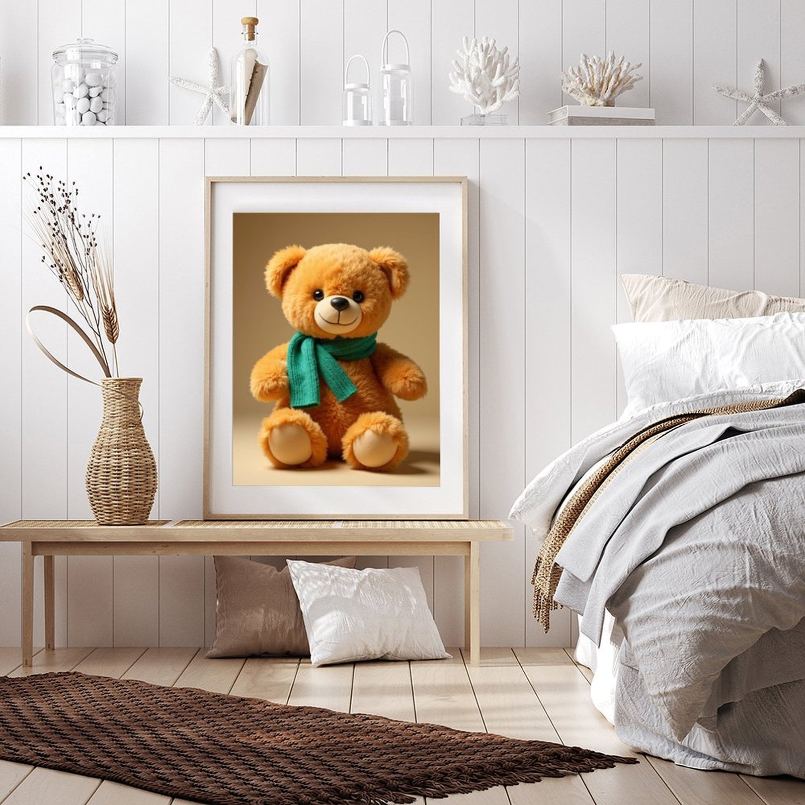 Diamond Art Kit for Adults, Cuddly Teddy Bear Green Scarf Diamond Painting for Adults Beginners, 5D DIY Diamond Art Painting Kits, Colorful Diamond Painting Craft for Home Decor 12x16