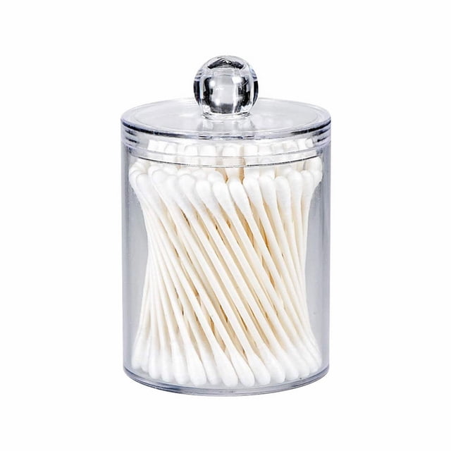 Riforla Creative Cotton Box with Cover Acrylic Cotton Cotton Storage Box Desktop Round Transparent Box Storage Containers Clear One Size