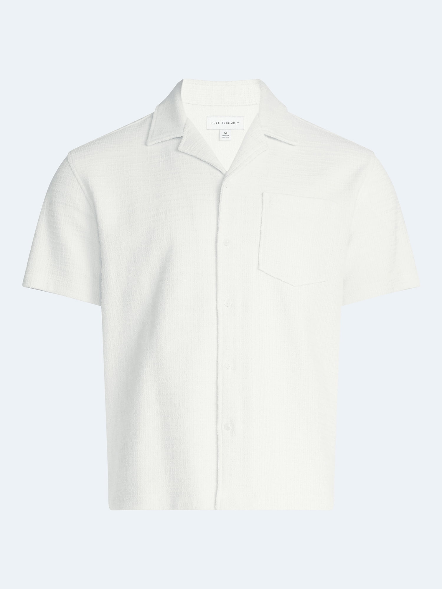 Free Assembly Men's Textured Camp Shirt with Short Sleeves, Sizes S-3XL