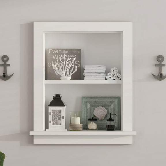 Hironpal White 2-Tier Recessed 15x18 Wall Niche Medicine Cabinet Replacement, in The Wall Bathroom Cabinet Insert Shelf/Shelves