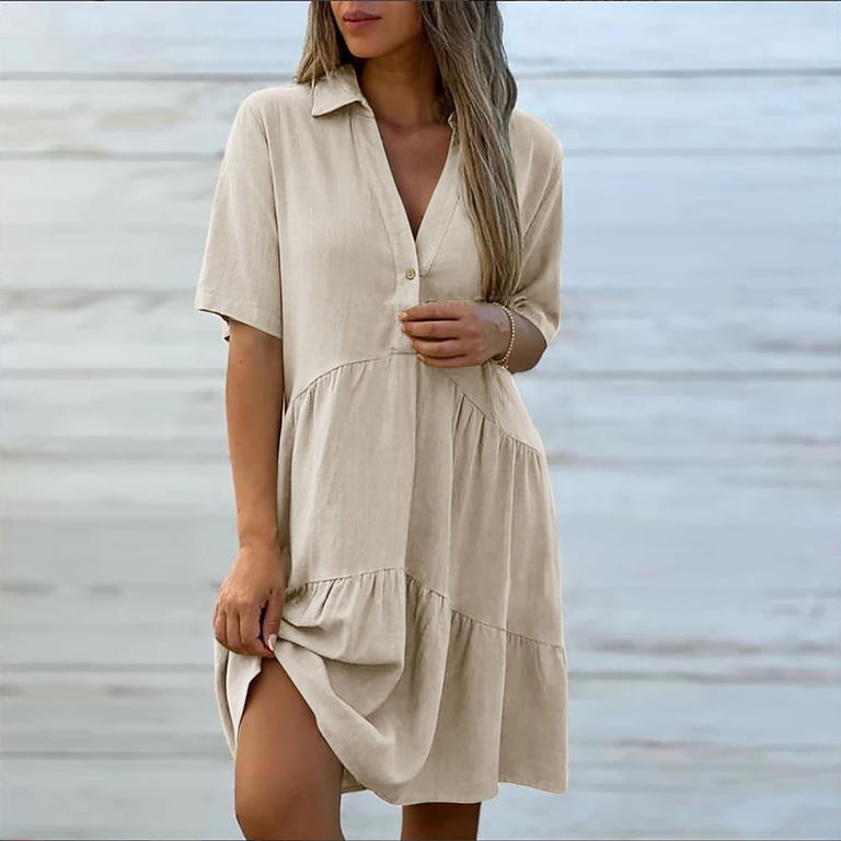 linen tiered mini dress Aakaa Cinkle Linen Cami Tiered Mini Dress Yellow / M