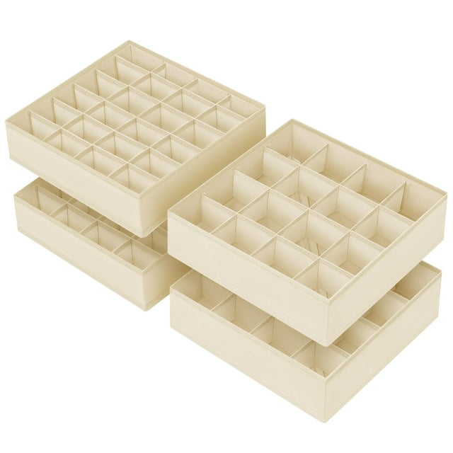 Organizador de Cajones Joyoldelf Paquete de 4 para Calcetines, Ropa Interior, Beige