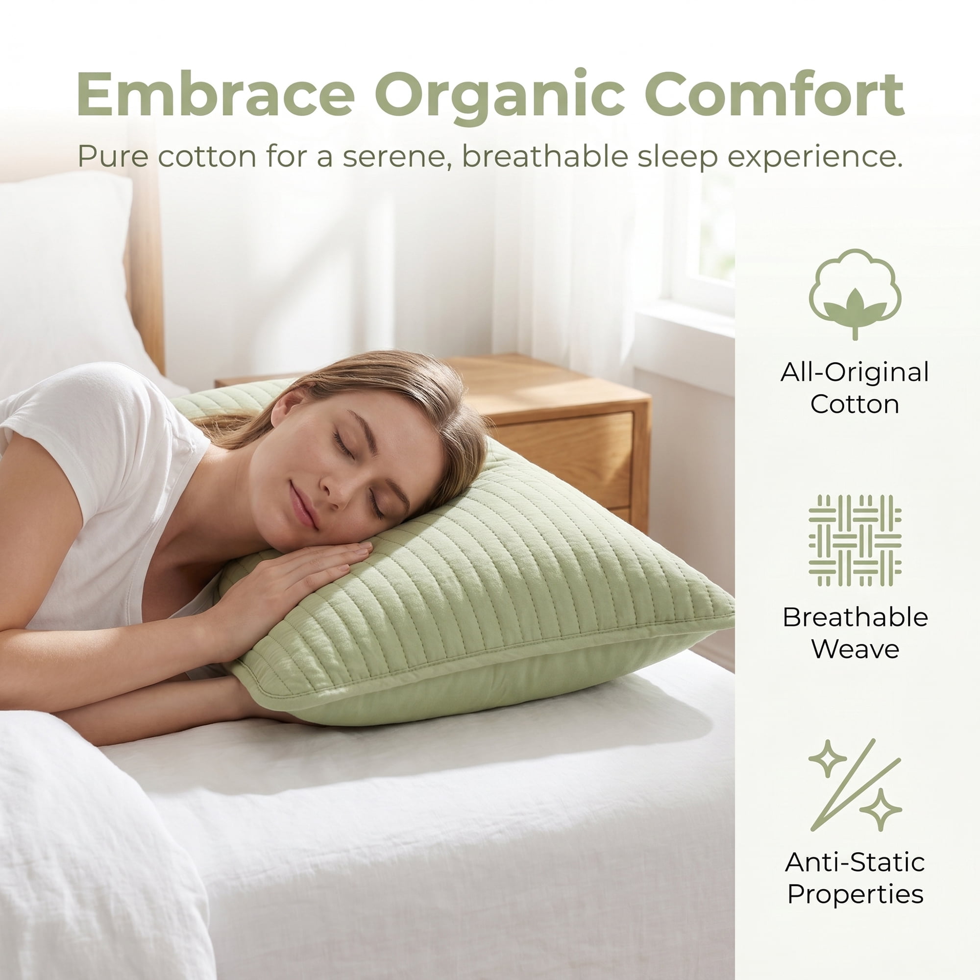 Unique Bargains Envelope-style Pillow Protector, 1 Pack Quilted Pillow Protector Green