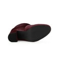 thumbnail image 3 of BLISSFUL STEP Women's Boots Foldable Faux Velvet Block Heel Mid Calf Ankle Boots Burgundy 6.5, 3 of 8