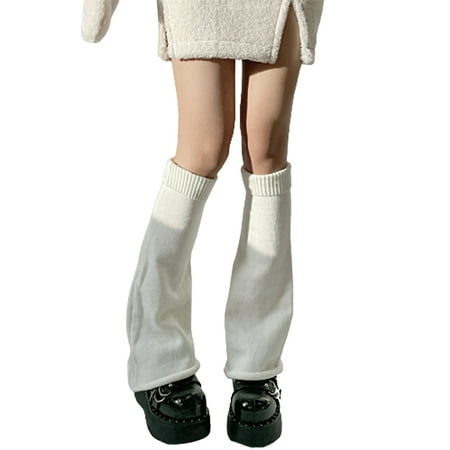 

Women Lolita Socks Leg Warmers Knitted Foot Cover Knee High Footless Boot Cuff