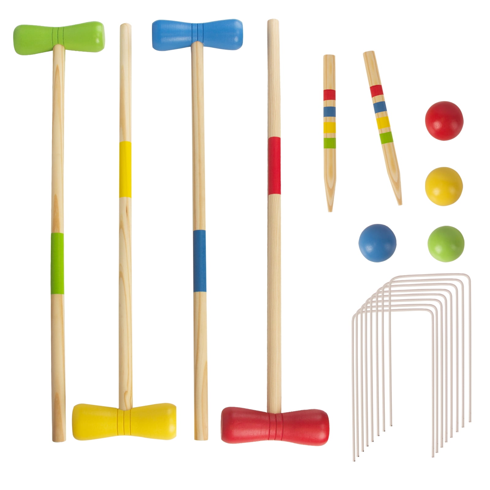 Woodenfun Croquet Set for Kids,28 in Wooden Toy Lawn Backyard Game Set