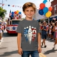 thumbnail image 4 of Boys Graphic Tee America 250th Bicentennial Anniversary Printed T Shirt Casual Short Sleeve Top Kids Youth 2-13Y Dark Gray, 4 of 5