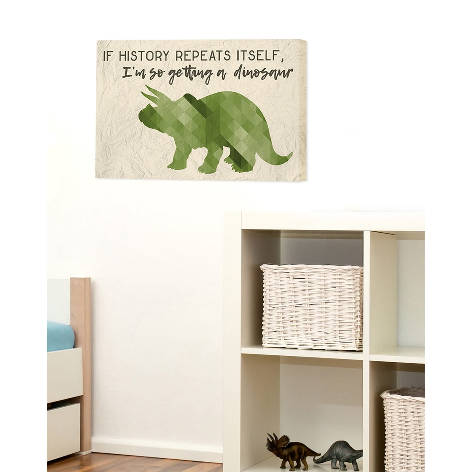 The Kids Room by Stupell I'm So Getting a Dinosaur Green Triceratops Stretched Canvas Wall Art, 16 x 1.5 x 20