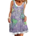 thumbnail image 1 of FASHIONWT Women Map Printed Sleeveless Scoop Neck Casual Short Tank Dress, 1 of 4