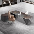 thumbnail image 4 of Executive Office Desk Modern Storage Drawers Standing L Shaped Cabinets Desk Table Workbench Bureau Meuble Home Office Furniture My Lux Decor Round, 4 of 13